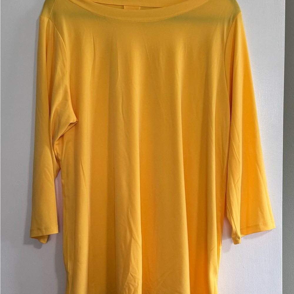 Susan Graver Yellow 3/4 Sleeve Oversized Tunic